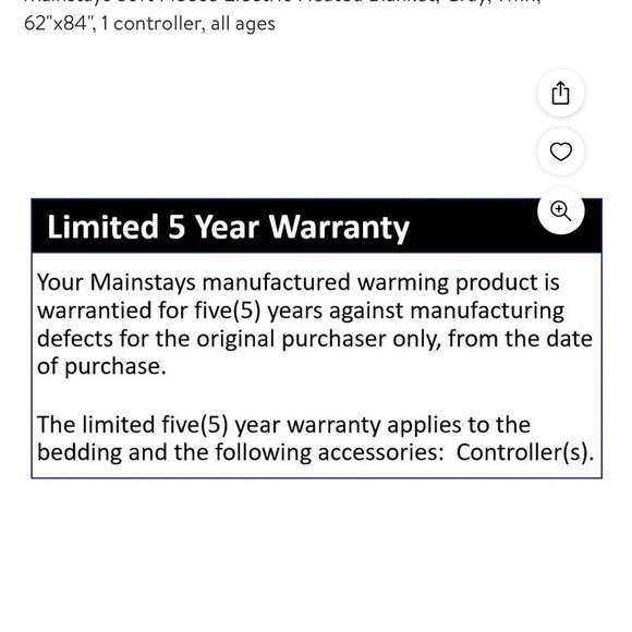 Mainstays Soft Fleece Electric Heated Blanket, Gray, Queen, 84"
× 90", 2 control - Picture 11 of 15